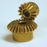Brass Bevel Gear Sets 32 Pitch 4:1 Ratio 64 Teeth (.313B x 1H) & 16 Gear (.188B x .38H)