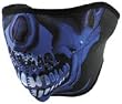 Zan Headgear Half Face Neoprene Face Mask Blue Chrome Skull WNFM0024H