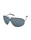 Gucci Logoed Metal Rimless Shield Sunglasses Black/Grey