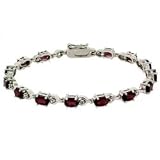 Sterling Silver Genuine Diamond Accent & Garnet Bracelet