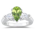 0.50 Ct Diamond & 0.45 Cts Peridot Ring in Platinum