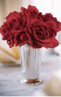Red ROSES w/ Silver Julep PLANTER POT flowers vase
