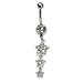 Jewelry : Stainless Steel Belly Ring with Clear Australian Crystals - Dangling stars 14g/5mm ball