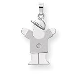 14k White Gold AA Diamond kid pendant