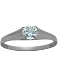 14 Karat White Gold Genuine 0.25tcw. Aquamarine March Baby Gemstone Ring