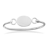 Childs Bangle ID Bracelet with Oval Sterling Silver
