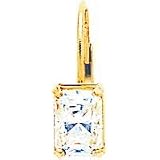 14K Yellow Gold Emerald Cut CZ Earrings Jewelry New