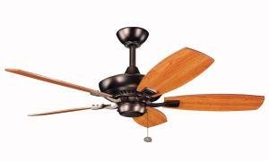 Kichler 300107OBB Canfield 44IN 5-Blade Ceiling Fan, Oil Brushed Bronze Finish with Reversible Cherry/Walnut Blades