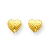 14k Diamond Cut Heart Earrings