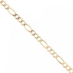 Ladies Figaro 4mm Anklet in Solid 14K Yellow Gold Lobster Clasp