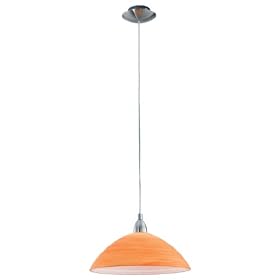 Eglo 88492A Lord-3, Nickel wiped Orange, 1-Light Pendant Light Fixture by Eglo
