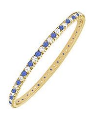 Sapphire and Diamond Eternity Bangle 14K Yellow Gold - 3.00 CT TGW