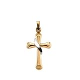 14K Two Tone Gold Cross Pendant
