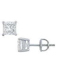 Platinum : Princess Cut Diamond Stud Earrings â€" 2.00 CT. TW.