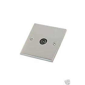SATIN CHROME 1 GANG TV COAX SOCKET BLACK DSL233