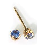 Iverness 24K Birthstone Gems Tiffany 3mm Piercing Earrings September Sapphire