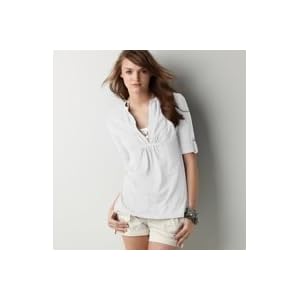 Buy Ann Taylor Loft Ladies White Roll Sleeve Slub Pullover by Ann Taylor LOFT