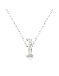 Alexander James White Gold Rhodium Plated Micro Pave Cubic Zirconia L Initial Pendant with Lobster Clasp set in Silvertone All pendants come with 16 Inch chain.