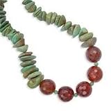 .925 Silver, Faceted Carnelian & Turquoise Chip Necklace-18 + 2 IN