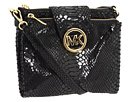 MICHAEL Michael Kors Fulton Patent Python Large Crossbody Cross Body Handbags - Black