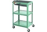 Green Adjsutable Steel Workstation With Sliding Shelf And Mousepad