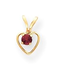 14k Yellow Gold 3mm Genuine Rhodolite Garnet June Birthstone Heart Pendant and 15 Inch Necklace in Gift Box