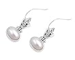 Silver Earrings with Stone - Genuine Mabe Pearl - Height: 23 mm