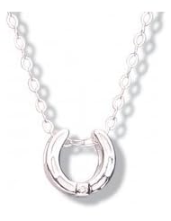 Jo For Girls Sterling Silver Diamond Horse Shoe Pendant with Chain