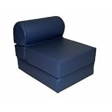Elite's Adult Studio Foam Tri-Fold Foldable Multifunctional Jr Twin Size Vinyl Navy Chair Sleeper