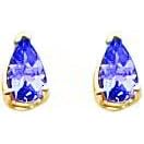 14K Yellow Gold Pear Tanzanite Stud Earrings Jewelry by FindingKing