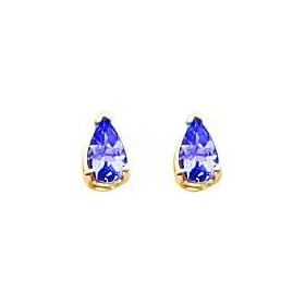 14K Yellow Gold Pear Tanzanite Stud Earrings Jewelry by 