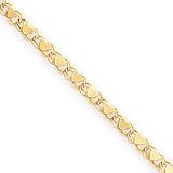14k Polished Double-Sided Heart Anklet - 10 Inch - Lobster Claw - JewelryWeb