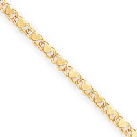 14k Polished Double-Sided Heart Anklet - 10 Inch by JewelryWeb