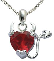 The Devil in You silver Pendant with 18' silver link chain by GlitZ JewelZ © - 0.5 cttw synthetic crystal - beautifully designed and hand polished to a very high jewellery standard - also available the matching pendant, select from menu below