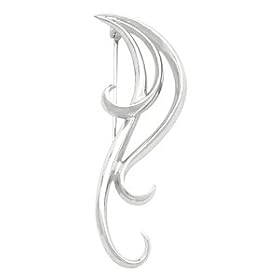 19.00X46.00 Mm 14K White Gold Brooch by