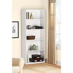 5 Shelf Bookcase White Wood Finish