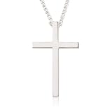 Sterling Silver Large Plain Cross Pendant, 20