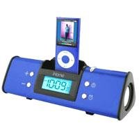 iHome Portable Stereo Alarm Clock Speaker System for iPod, Wake to iPod or Buzzer Alarm - Blue