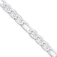 Sterling Silver 7.75mm Figaro Anchor Chain - 24 Inch - Lobster Claw