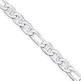 Sterling Silver Figaro Anchor Chain Anklet - 9 Inch - Italian