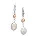 Peach Cultured Freshwater Pearl and Oval Coin Pearl Lever Back Earrings