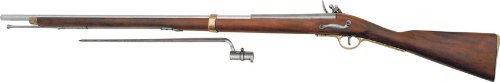 1700s Brown Bess Revolutionary War Flintlock Musket Replica - Full Size All Wood and Metal Prop Gun with Bayonet On Sale