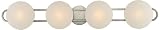 Brushed Steel Finish Opal Disc 4-Light Bath Wall Fixture