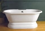 61 inch Sunrise Specialty Double Ended Pedestal Clawfoot Bathtub with Flat Rim - No Faucet Drillings