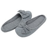 HomeTop Women's Cozy Cashmere Cotton Closed Toe House Slippers with Cute Bow Accent