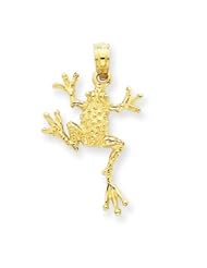 14k Gold Solid Polished Open-Backed Frog Pendant