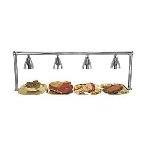 Four Lamp Heated Serving Line: Stainless Steel - With Sneeze Guard