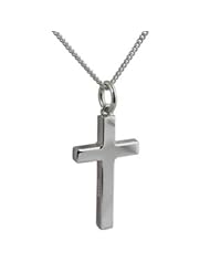 British Jewellery Workshops Silver 25x15mm plain block Cross with Curb chain