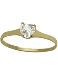 14 Karat Yellow Gold Genuine White Topaz Heart Solitaire Baby Ring
