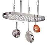 Oval Kitchen Pot Rack with Grid, Ceiling Mount - Premier by Enclume